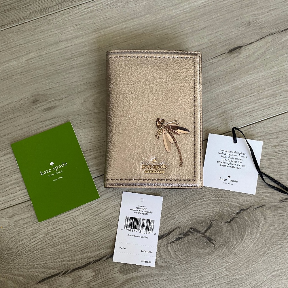Kate Spade Metallic Dragonfly Passport Holder NWT